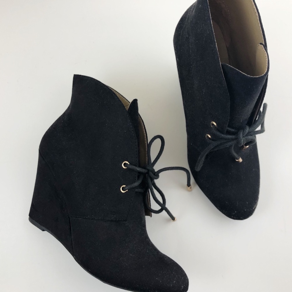Zara Trafaluc faux Suede Wedge Booties. Size 37